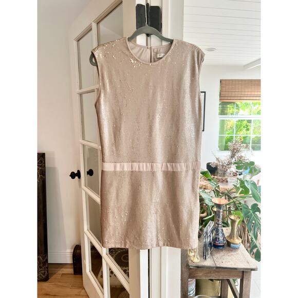 Halston Sequin Shift Dress – Blush Pink, Size 6 - Picture 2 of 7